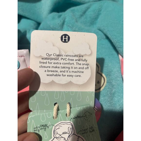 Hatley 8 pink color changing heart raincoat terry lining hooded pockets nwt - Picture 8 of 10